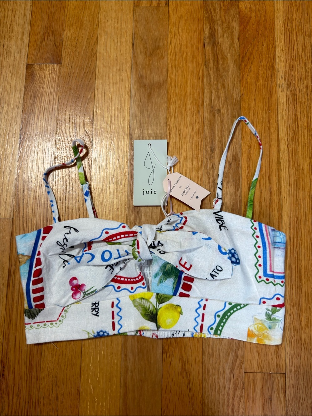 Joie California Cocktail‎ Print Tie Front Crop Top Summer Beach Size 6